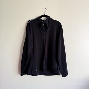 Nike Black Textured Full Zip Jacket - Large